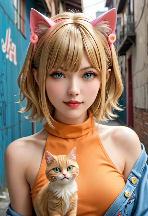 (Masterpiece), (top quality), (very detailed), 16k, wallpaper, Three-haired cat, (High Definition, masterpiece, Accurate, top quality, High Definition model, high detail, (((The textures are soft))), ((matte and toy-like with a handmade premium look)), (((...