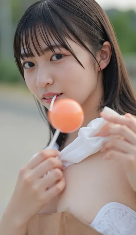 young Japanese woman inserting dildos into her pussy, Masterpiece, great quality, Intricate Details , very detailed, Professional Lights , (electronic flash ), ( sharp concentration ), alone, one girl from the side , Attractive pose for ...