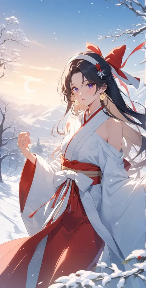 Anime-style, Saiyuki, the group, the beautiful Tripitaka priest, riding a white horse through the desert A stunning anime-style illustration of a beautiful woman in a kimono, with a Santa cosplay theme, in the style of the anime "Violet Evergarden". The ki...