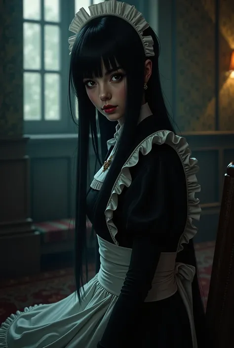 Shiofuki dark haired maid sex appeal
