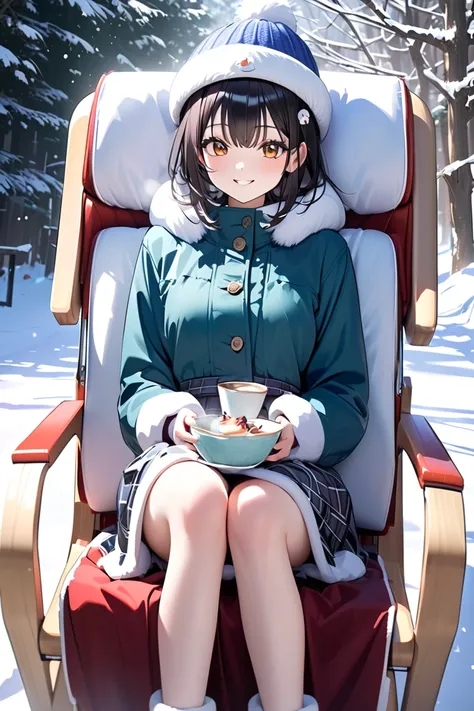  in the seat, ( cute face), age, ( Medium Length Hair ), ( playful smile),  medium boobs,  slim, ( wearing a stylish skirt and jacket), Knee-length, (Warm Hat ), ( Porcelain Skin ), 
break
凍った道路, Winter paradise, (:1.2), 約 to slip, (As the snow falls:1.4),...