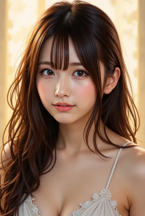 impressionist painting of a beautiful woman with long hair, soft lighting, and warm tones, in the style of an impressionist masters, bold and expressive brushstrokes --ar 1:2 --stylize 750