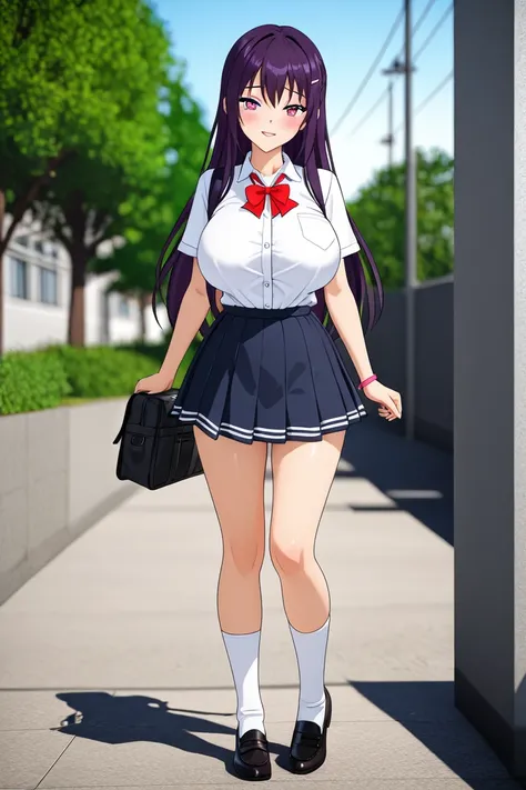 ,  3d anime style ,  with big breasts,  schoolgirl clothes,  prostitute, leaving school, And showing off their breasts