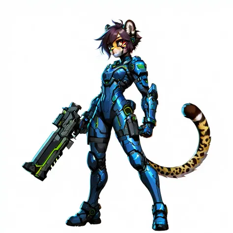  furry anthro female cheetah cybernetic ,  cyber body furry anthro female cheetah ,  instead of arms long sharp blades , long clinic gun, neon colors, cyber gerard ,  perfect figure
of the best quality,  masterpiece,  high resolution,  original, extremely ...