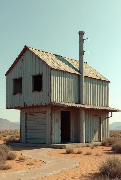 The house is made of sheet metal