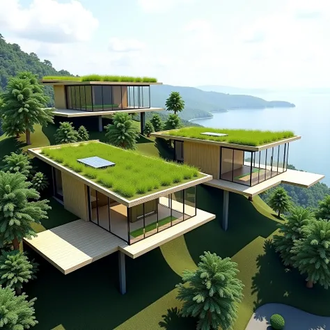 3 Examples of Slope Roof Green Roof Glass Elevated Buildings
