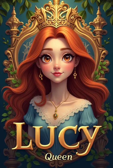 Create the logo of LUCY with the background of quen 