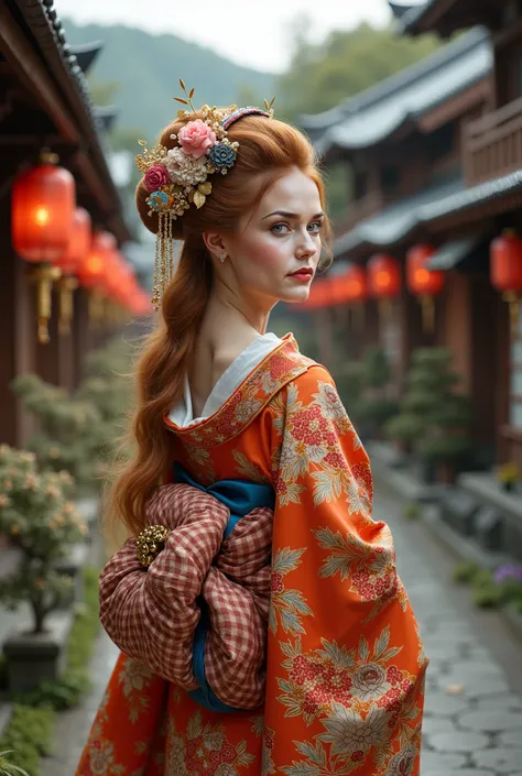 japan, Edo era  ( 17th century ) European woman as a Geisha in the Gion district in Kyoto.