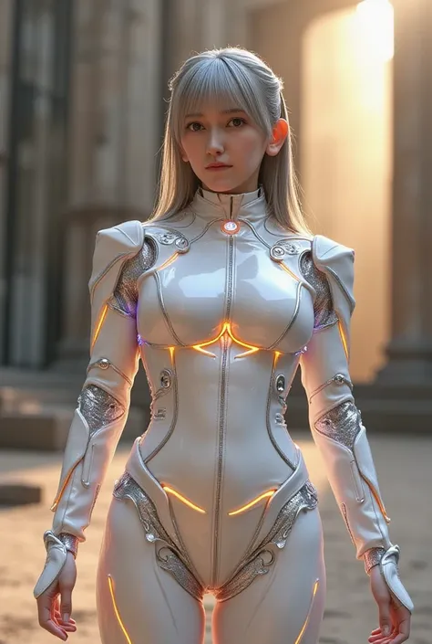 Image of a big breasted cyborg girl, Masterpiece, Full body:1.3, Standing, 8K, 3D, Realistic, Ultra Micro Shooting, Top Quality, Extreme Detail CG Unity 8K Wallpaper, perfect proportions, Thin waist, random sexy pose, visible pores, Detailed face, Ultra-hi...