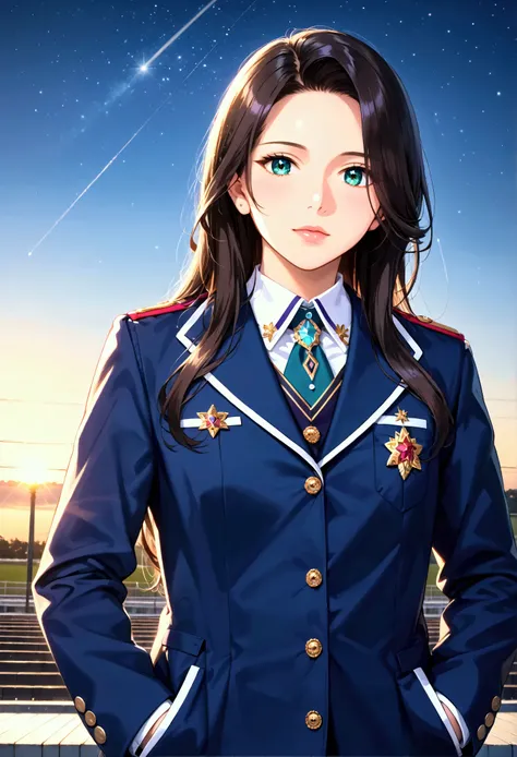 (( Masterpiece, high quality , anatomically accurate , high quality , ultra high quality , adjust the depth of field , , high quality )), , Masterpiece, top quality , perfect face, detailed face, detailed eyes ,upper body ,perfect fingers),  Lots of stars ...