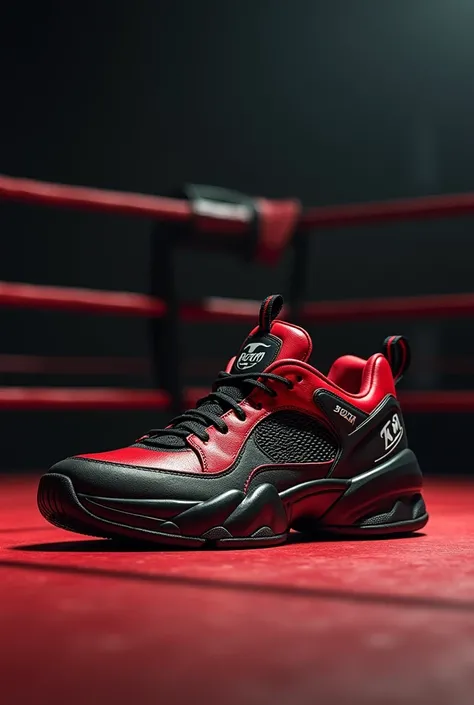 Design me a black and red shoe related to boxing and Mike Tyson