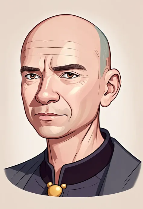 illustration of a half-length portrait of bald man @alexmd in (disney cartoon style:1.3)