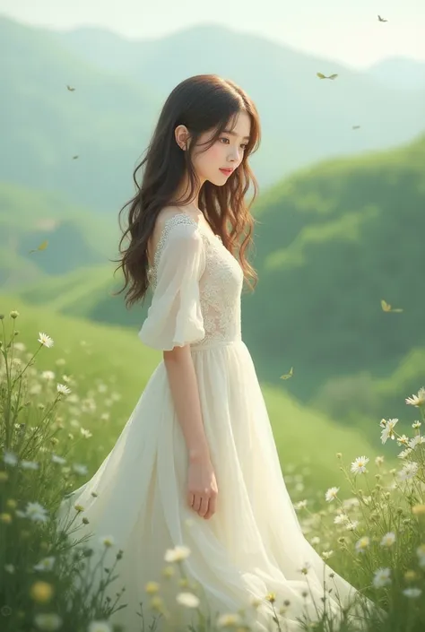 A girl in a white dress 