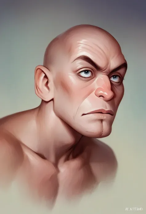 illustration of a half-length portrait of bald man @alexmd in (disney cartoon style:1.3)