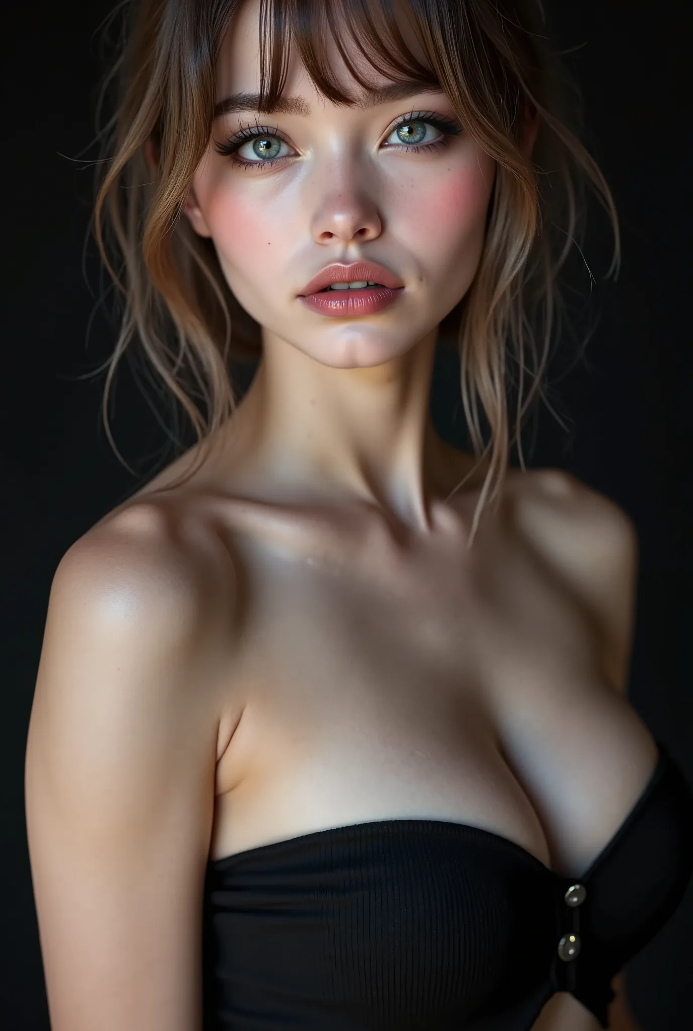 ((Make your subject look three-dimensional with the contrast of light and shadow)). photorealistic Realism 16K Quality: (Hyper absurd quality and details realistic texture velvet skin, hair), Photorealistic photo (portrait) a cute 1model:1.4 24yo, dslr, be...