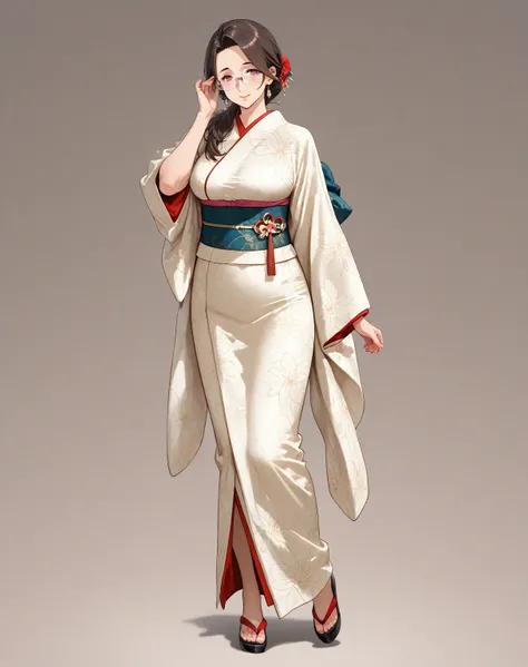 Dress glasses  full body   kimono mature female 