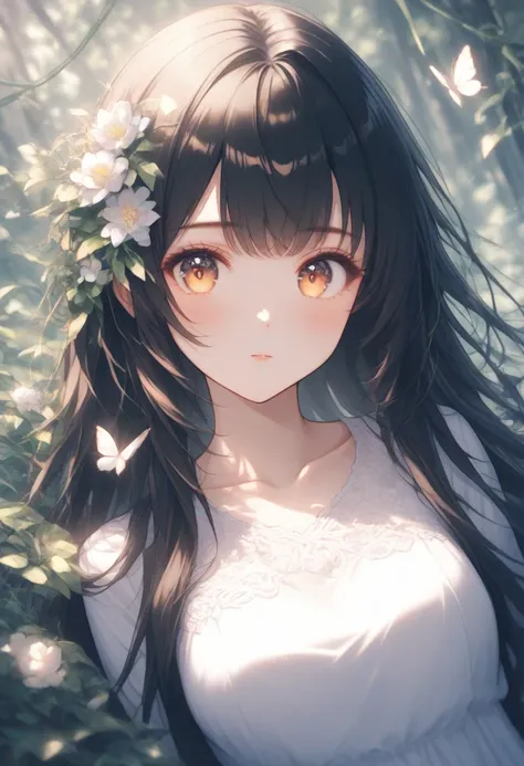 safe_pos, masterpiece, best quality, amazing quality, very aesthetic, high resolution, ultra-detailed, absurdres, newest, scenery, (dappled sunlight:1.2), rim light, backlit, dramatic shadow, katomegumi, animated, 1girl,solo,black hair,bangs,brown eyes,pup...