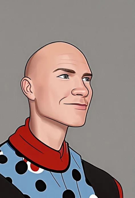 illustration of a half-length portrait of bald man @alexmd in (disney cartoon style:1.3)