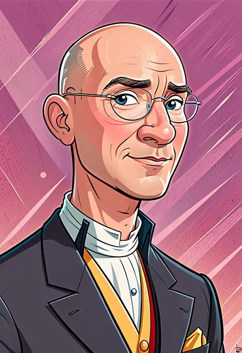 illustration of a half-length portrait of bald man @alexmd in (disney cartoon style:1.3)