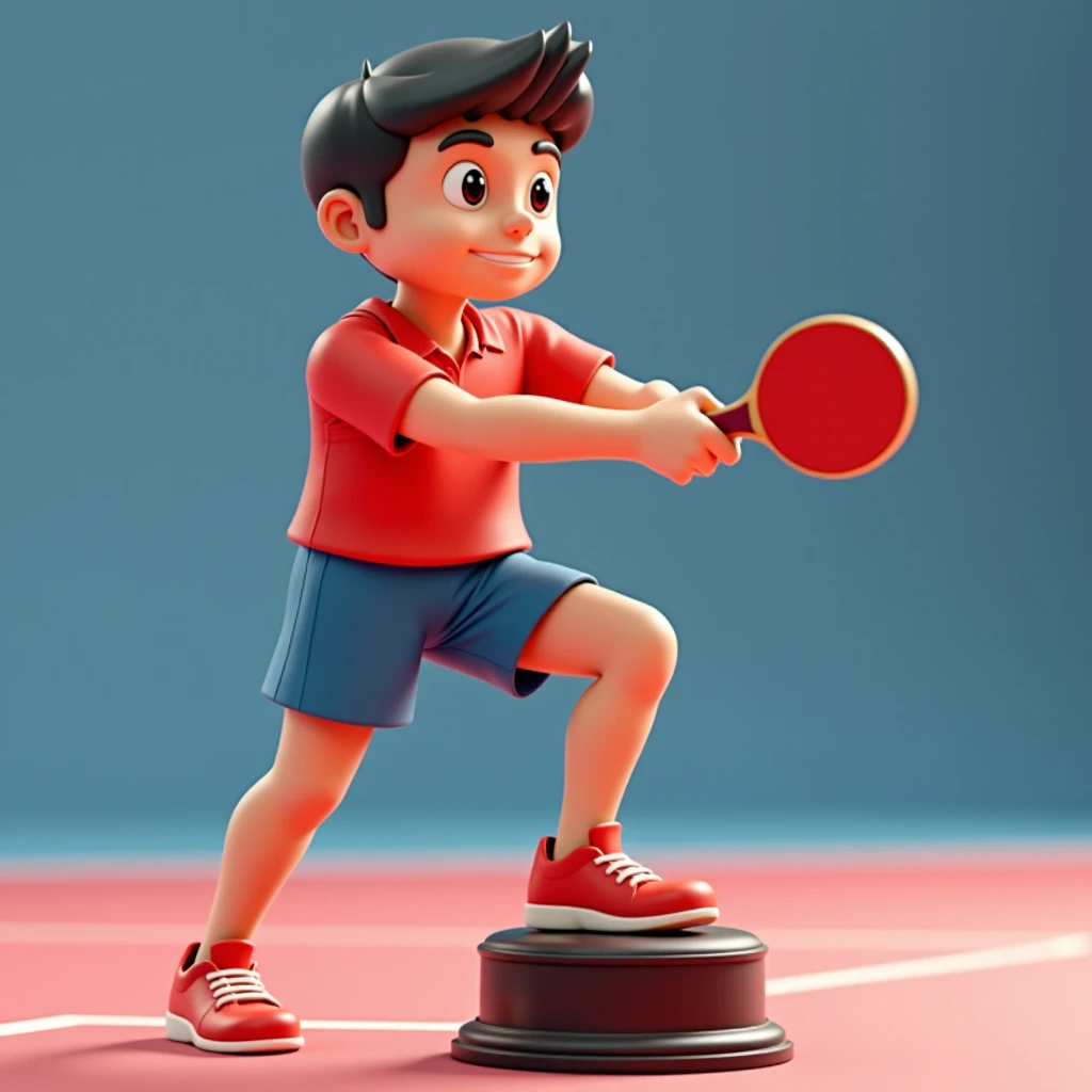 a table tennis player lift trophy,8k,3d anime