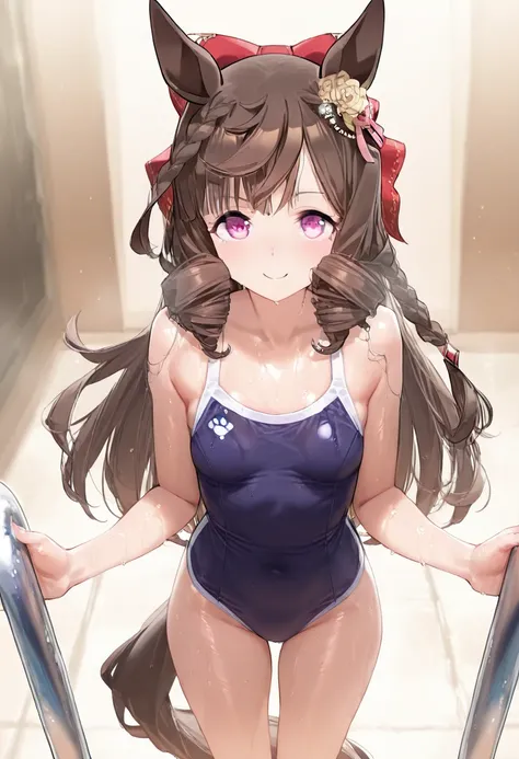 daiichi ruby \(umamusume\), 1 girl, horse ears, Horsetail, viewers, Horsetail, smile, viewers, standing, Uma Musume , 1 girl, horse ears, Horsetail, The viewers, one-piece swimsuit, tabsolute domain, White Knee High , 1 girl, viewers, smiles, viewers, stan...