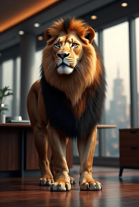 I want a photo featuring a lion trading boss