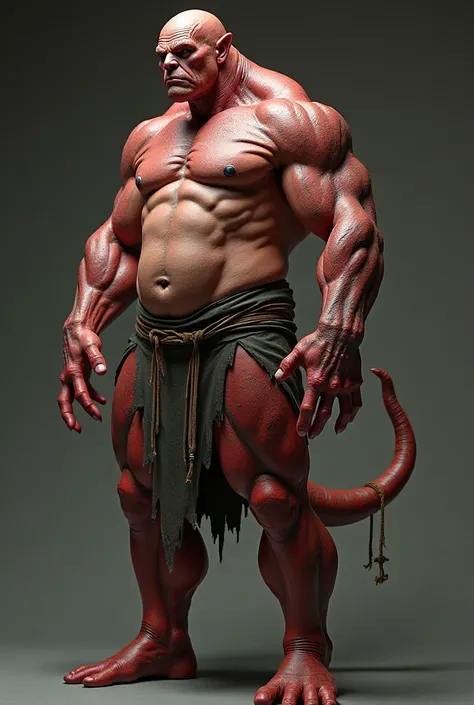 Make an orc with the defined body, Without clothes and with an erect penis 