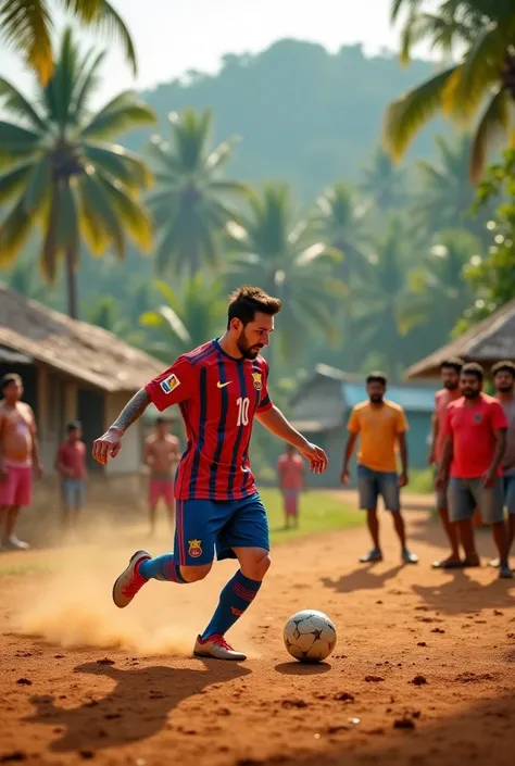 Messi plays football in kerala village 