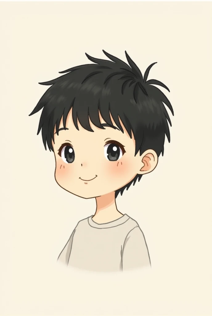 Drawing of a boy with black hair let his drawing style be simple