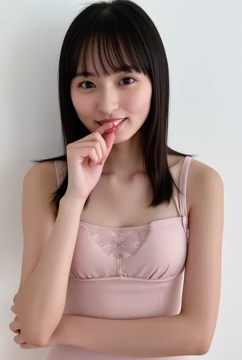  1 girl, solo, 大きなchest, chest,  black hair,  shortcut, Straight Hair,  shoulders with chocolate,  open your mouth, tongue, tongueを出す,  happy/joy,  food on his face , Smell, tongue出し, Bitter smile, chestの谷間が見える、 is eating、 eating deliciously 、 is wearing u...