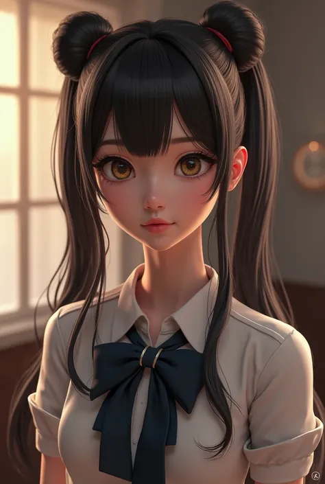 A mature schoolgirl，Idol，3D Rendering,  Bow Hair Adornment