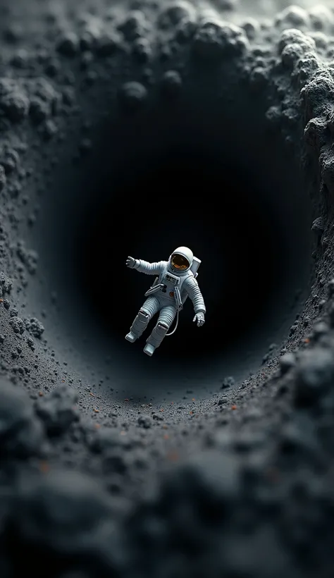 Mini astronaut falling into a black hole 