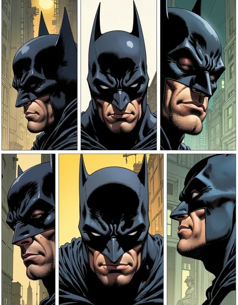 Batman's face in various conceptart style positions 