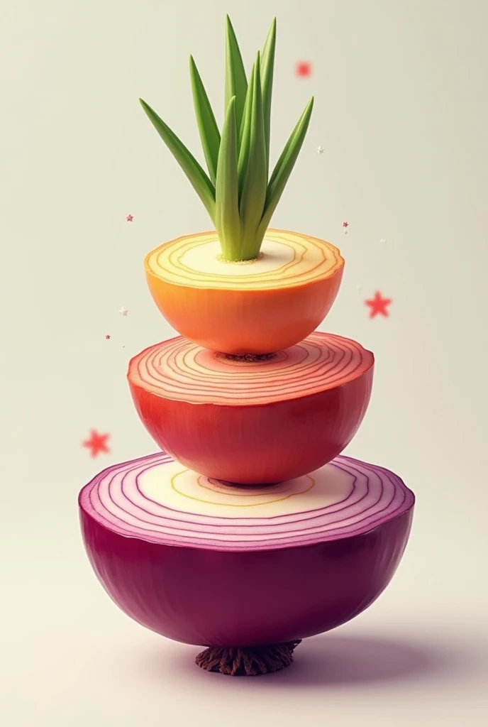   Make an image for me ,  very corporate ,  illustrated and very beautiful .  This image has to be of an onion with 3 layers,  and on each layer there is a  "him" The three are :  Free Account 12 Months ,IN THE FIRST LAYER,  EMPS account that needs to be i...