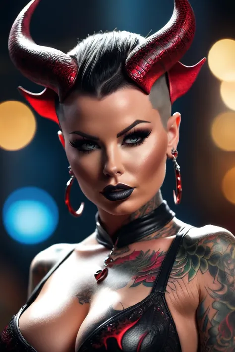 4k highly detailed realistic digital extremely high quality RAW photograph, (a portrait photo of Christy Mack as a fantasy succubus), (beautiful and detailed eyes: 1.1), busty, bimbo, seductive, sexy, large breasts, epic, hyperrealistic, hyperrealism, 8k, ...