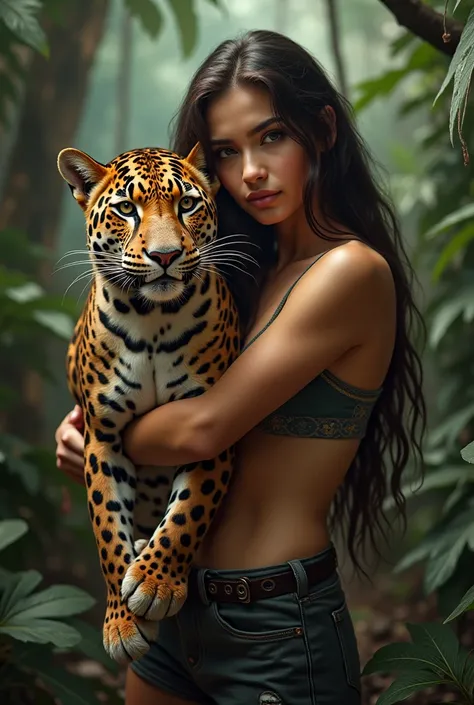 I want to create an image of myself holding a brown jaguar