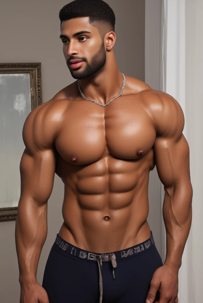 Real moviecute handsome black model masculine male so handsome, Ericjanicki a black matte Textured skin with a skin's-pores is visible :1.5) , the black pore's texture of masculinity male Life-like-texture man smiling and realistically seductive looking th...