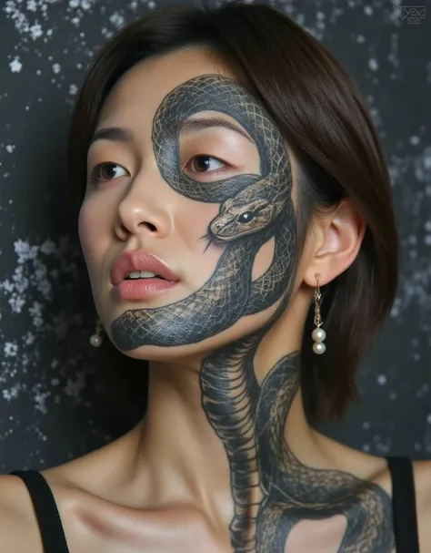 gothic_lolita,Vicious snake tattoo on face