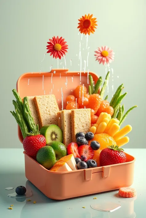  food watered in a topper, focus on combining foods inside a student lunch box