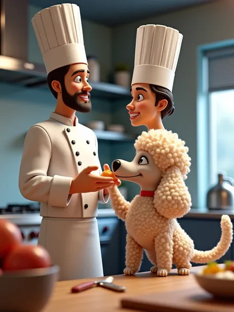 incorrectly,  you had to do the same scene with the chef's hat and the dinosaur, but instead of a dinosaur there should have been a dog that poodle