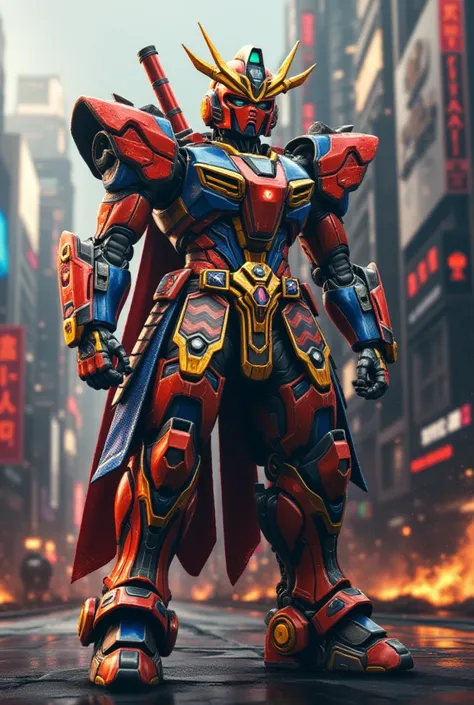 Gundam samurai transformer, full body and defined muscles, pure 4k realism, humanized, flux, vfx realism, sdxl, stock photo, RealVisXL 4.0, real cinematic, cinemacospe, flux pro, real visual effects, realistic environment, best quality, , hyperrealistic,