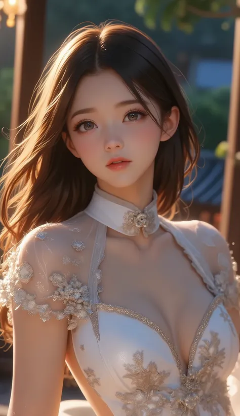 Final Fantasy Style , Takahashi Kazunari's masterpiece,  depiction of a face expressed in great detail,  Detailed Eyes 、Detailed faces、Hair drawn down to the smallest detail 、Solo cute girl  , beautiful , 32K, enchantment, masterpiece, top quality, , , , (...