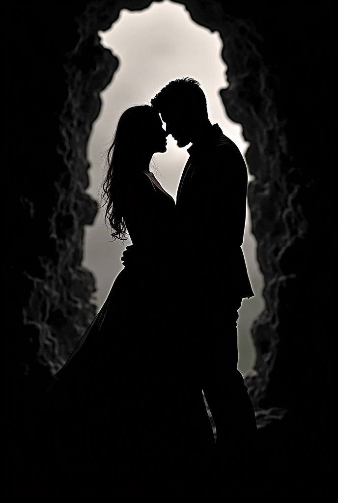 DRAW A SILHOUETTE OF A COUPLE IN LOVE ON A STONE BACKGROUND