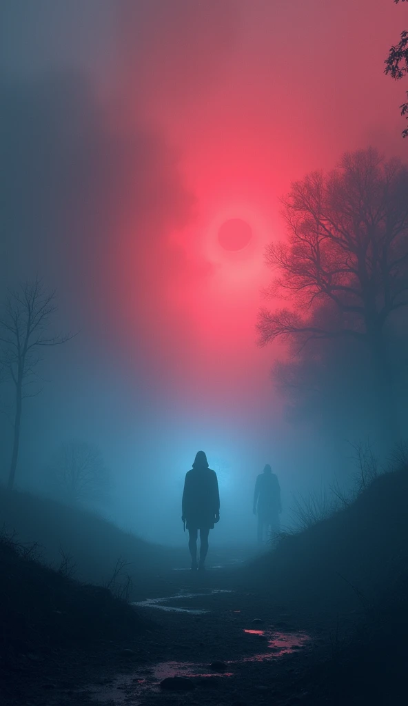 red and blue fog creepy