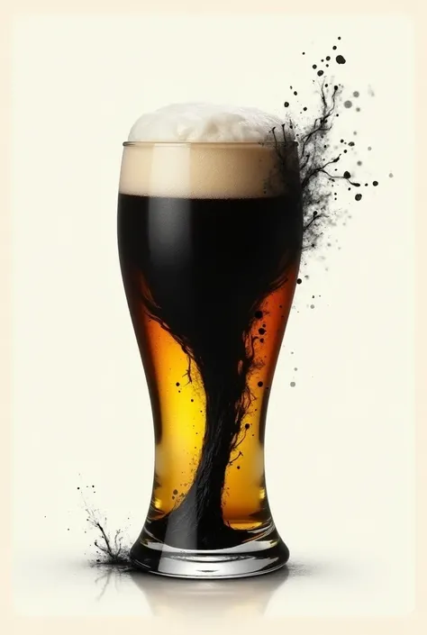 Create a poster, Where a Kölsch glass ,  comes from instead of beer a black ,  spreading ink or smoke, symbolizing,  that this attitude is not tolerated .