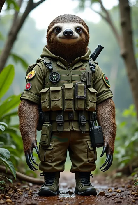 Bradypus variegatus with military clothes and KEOB 