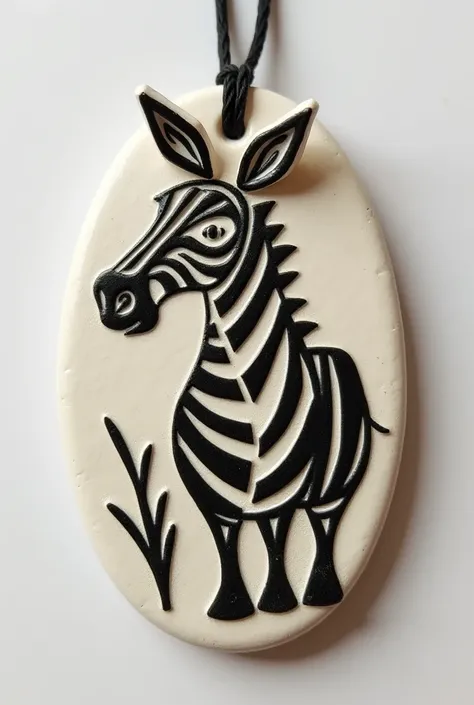 Picasso style ceramic zebra pendant