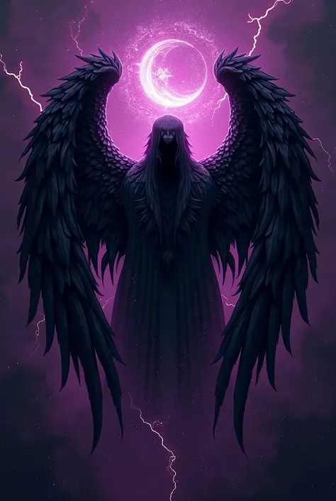  create an emblem for a group called  "RENEGADE ARCHANGELS " Based on a fallen angel in the layout colors purple and black
