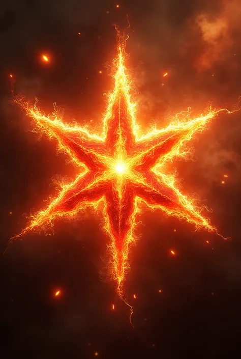 Create a 4-pointed star in red flames

Realistic and also with orange

Like a Galaxi Impac

That shoots a lot of fire dragons

