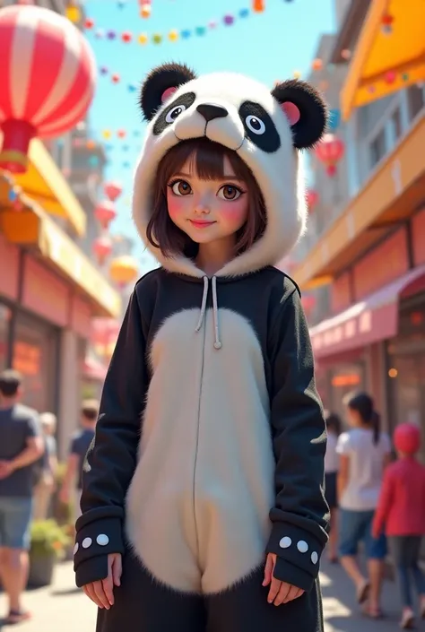 Lady in a kawai panda costume